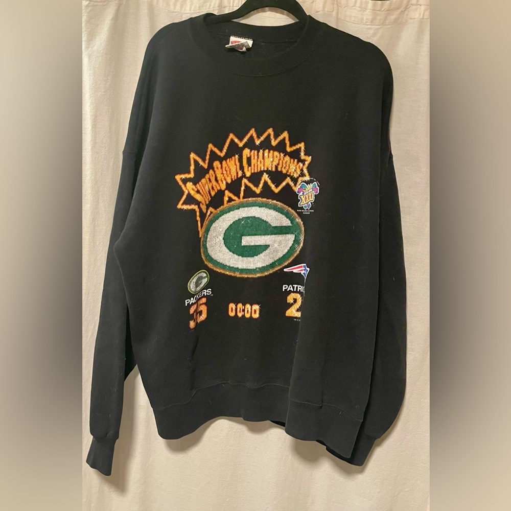 1997 Men’s XXL Vintage Black Green Bay Packers Super Bowl Sweater
